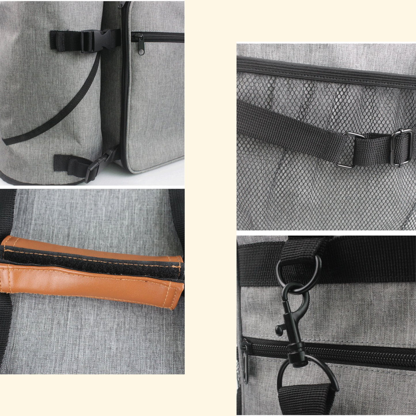 Pet Travel Bag with Food Storage- Gray (TI-1)