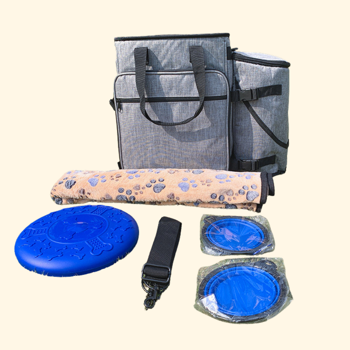 Pet Travel Bag with Food Storage- Gray (TI-1)