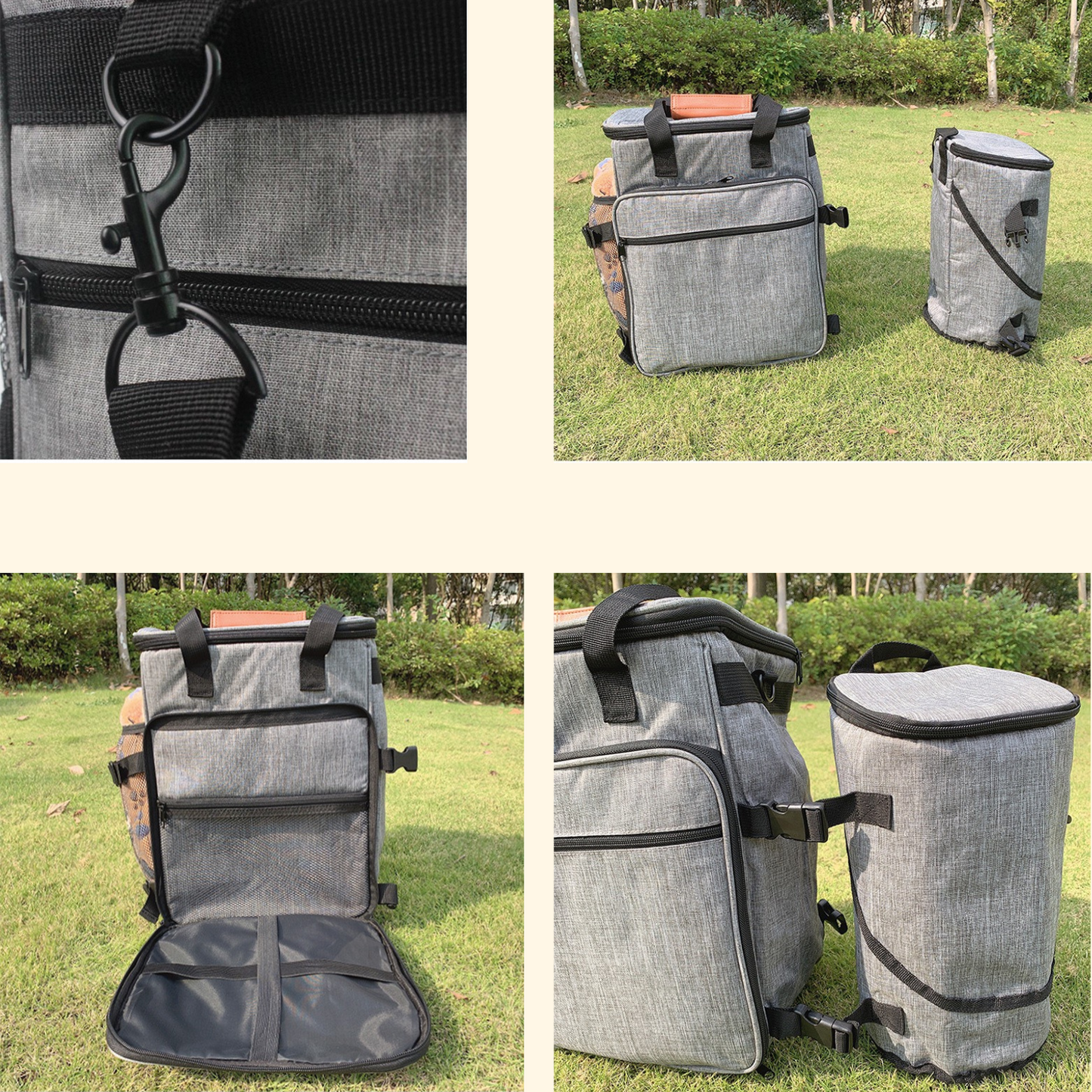 Pet Travel Bag with Food Storage- Gray (TI-1)