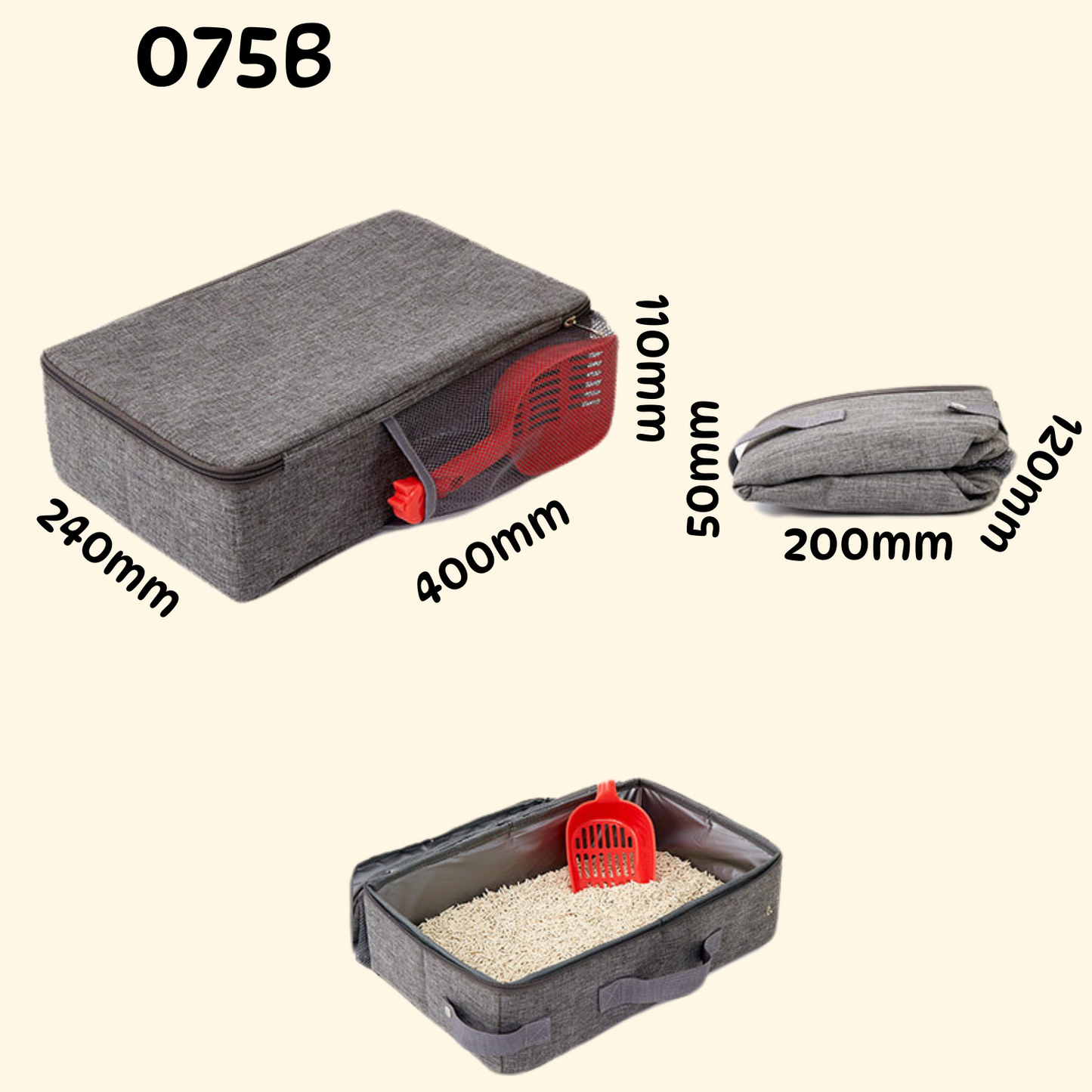 Foldable Litter Box with Zipper (LA-12)